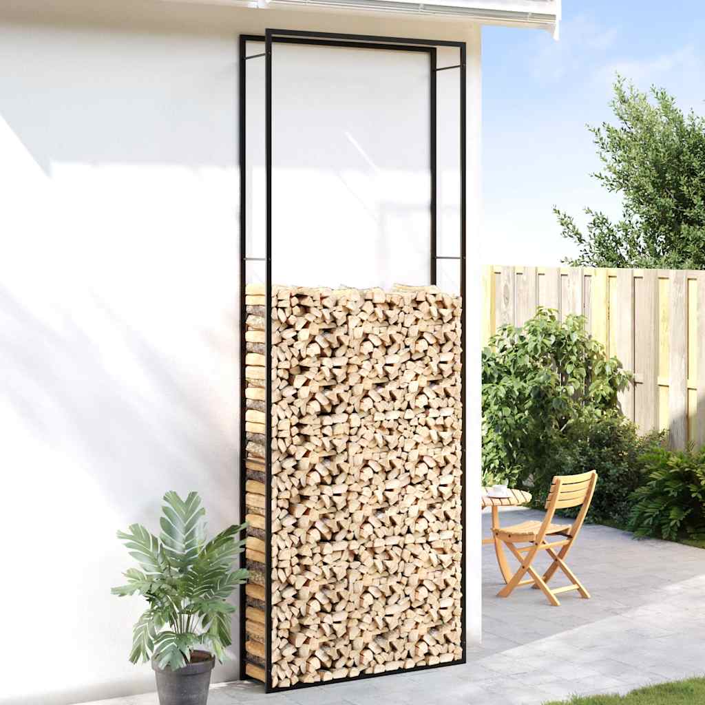 Brennholzregal Mattschwarz 110x28x312 cm Stahl