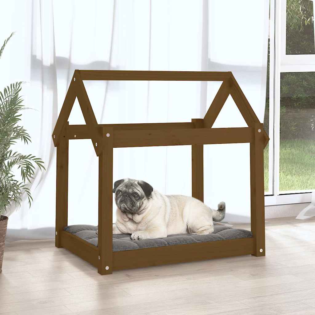 Hundebett Honigbraun 71x55x70 cm Massivholz Kiefer