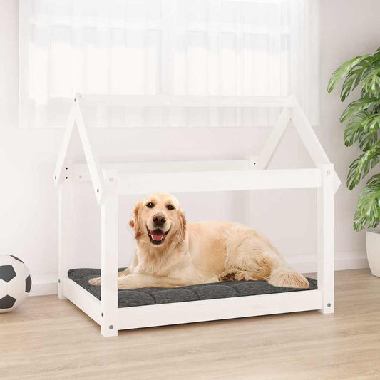 Hundebett Weiß 81x60x70 cm Massivholz Kiefer