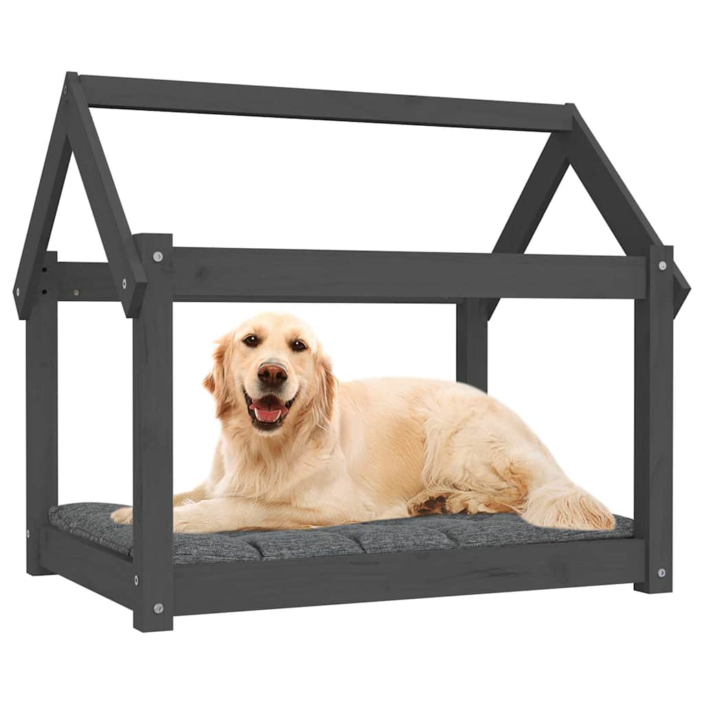 Hundebett Grau 81x60x70 cm Massivholz Kiefer