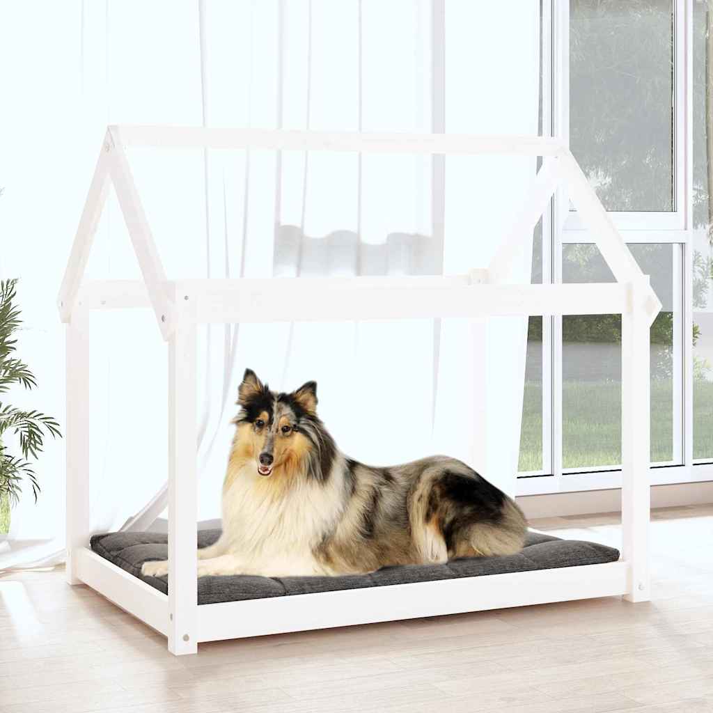 Hundebett Weiß 101x70x90 cm Massivholz Kiefer
