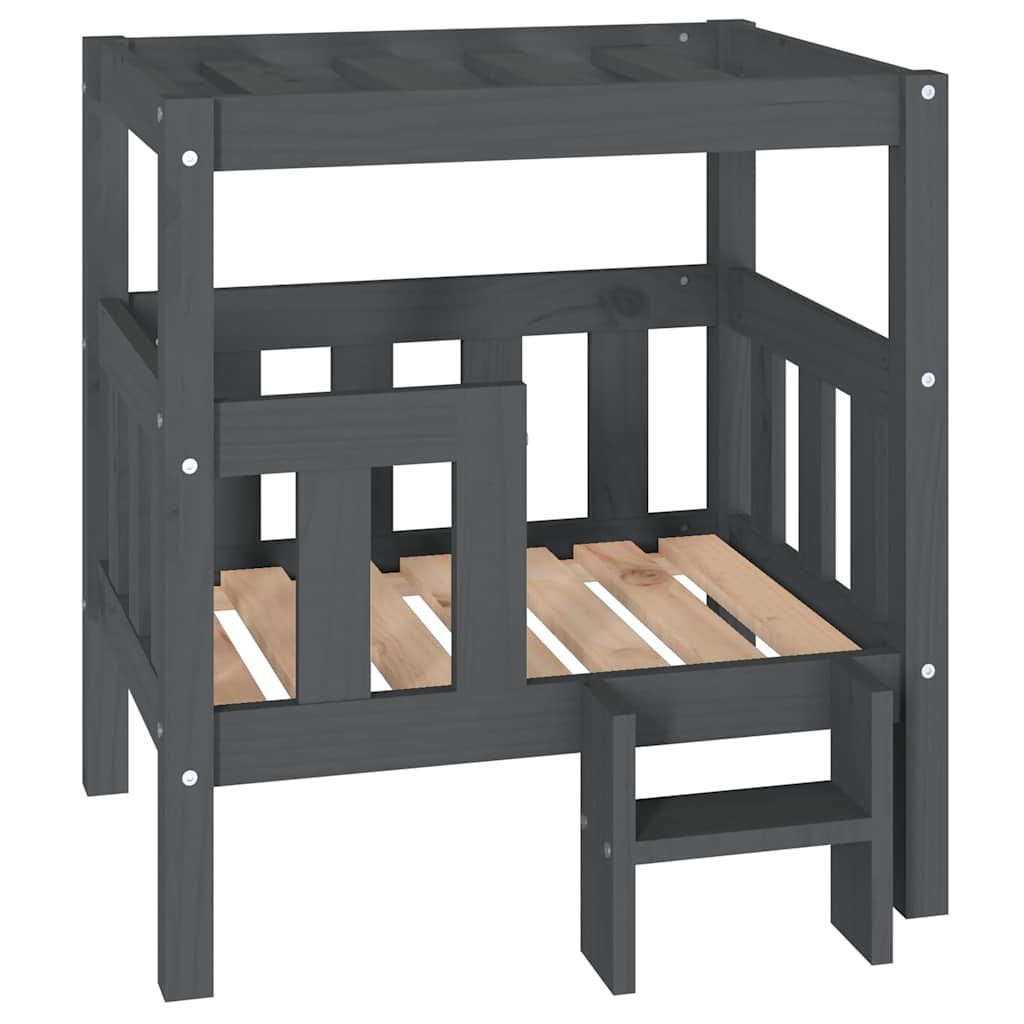 Hundebett Grau 65,5x50,5x70 cm Massivholz Kiefer