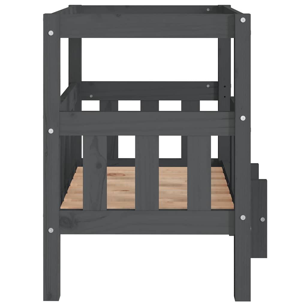 Hundebett Grau 65,5x50,5x70 cm Massivholz Kiefer