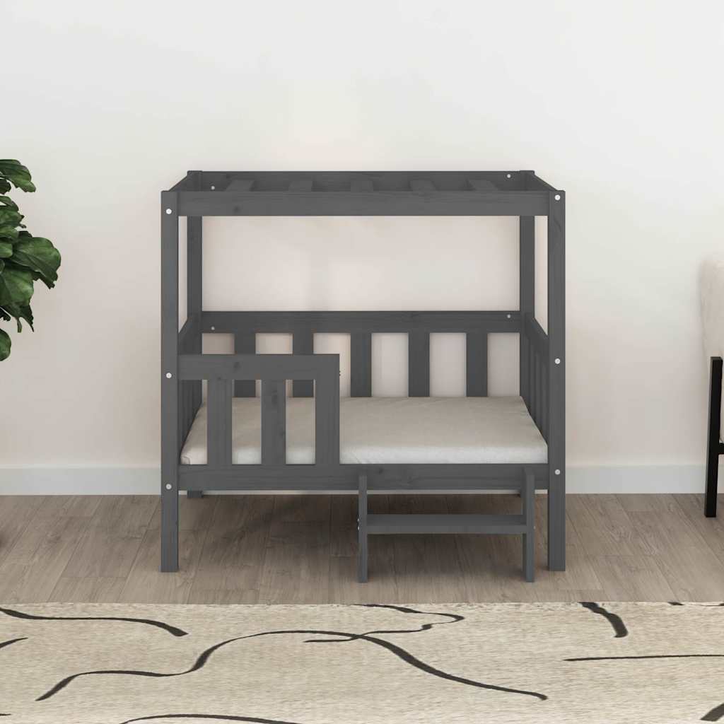 Hundebett Grau 95,5x73,5x90 cm Massivholz Kiefer