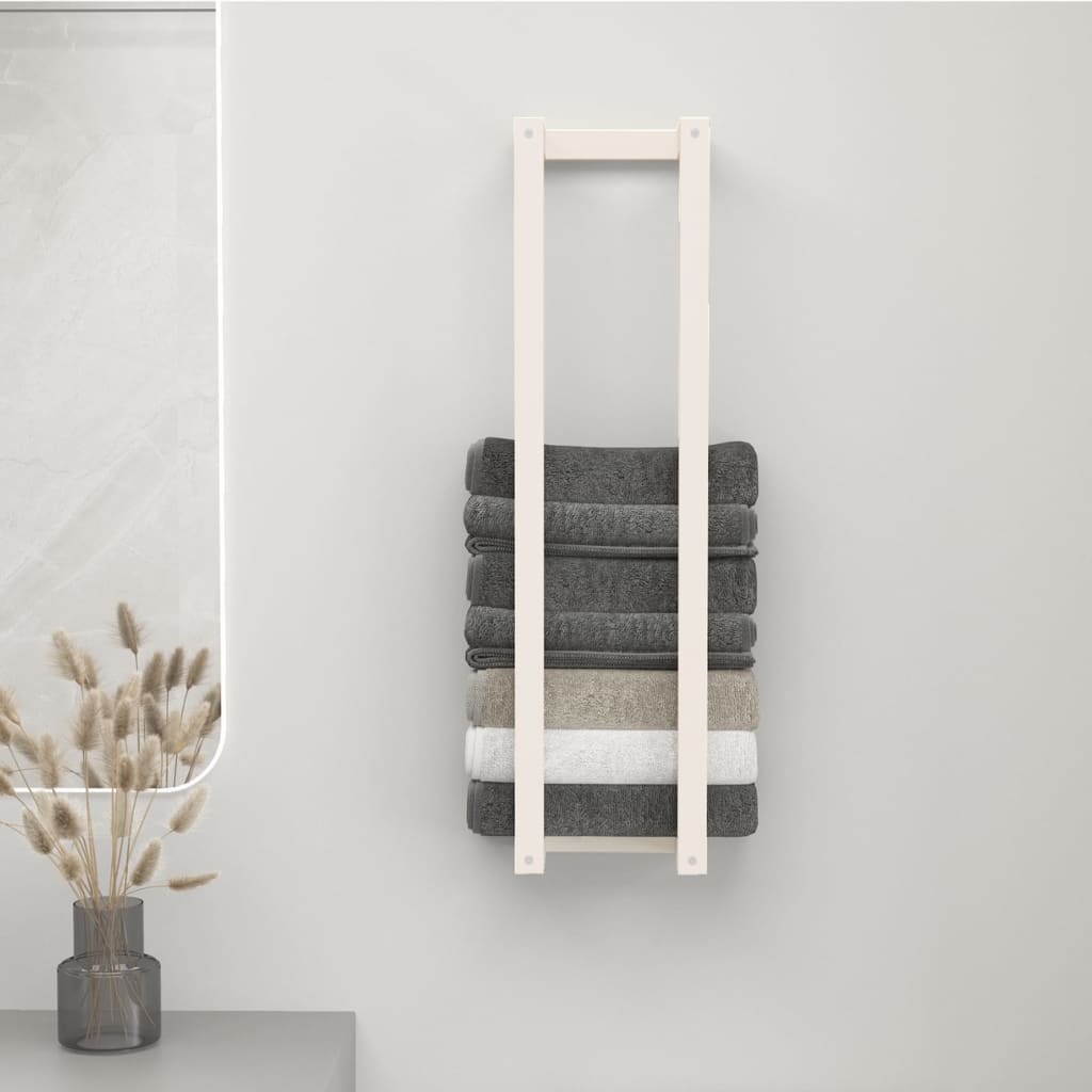 Towel Rack White 23x18x90 cm Solid Pine