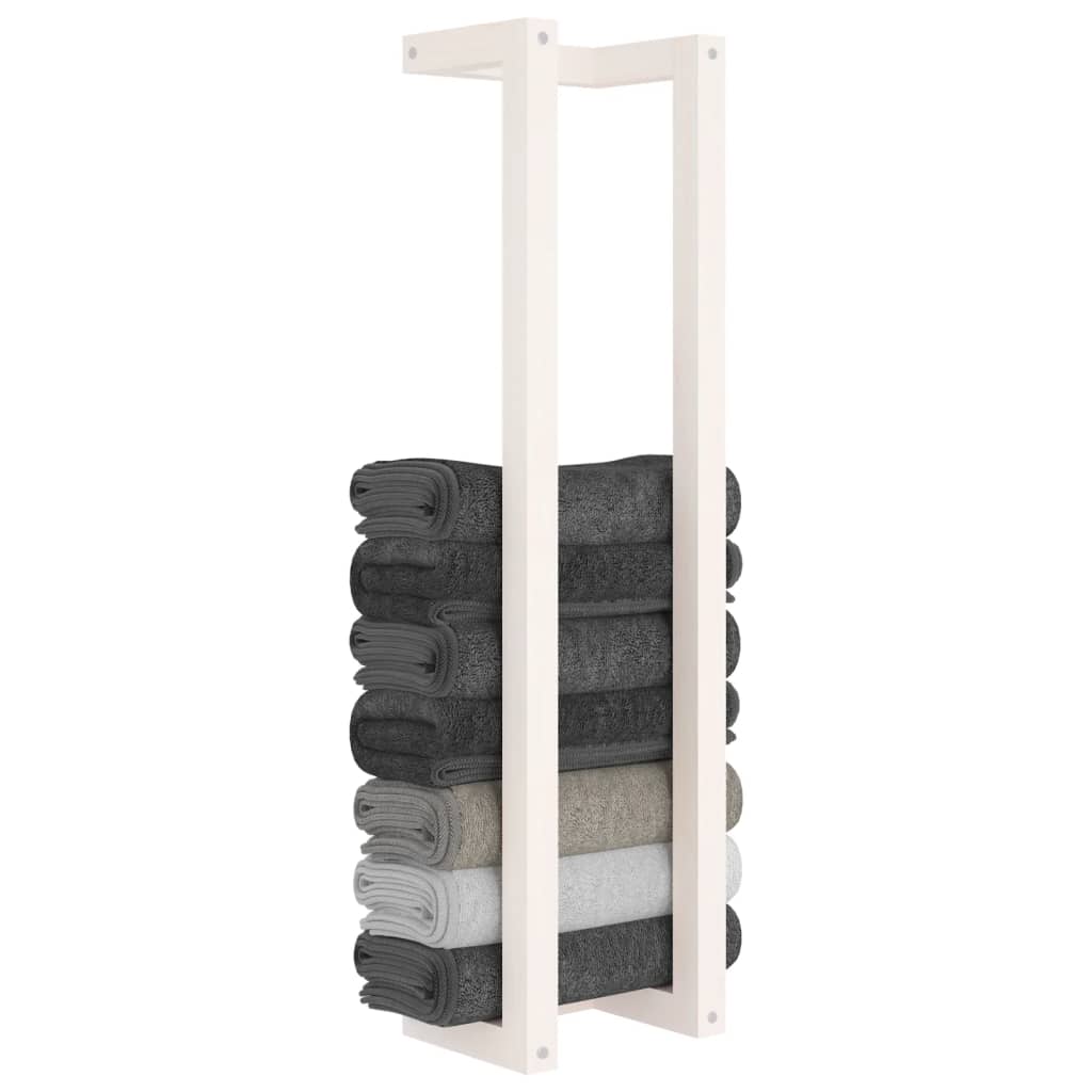 Towel Rack White 23x18x90 cm Solid Pine