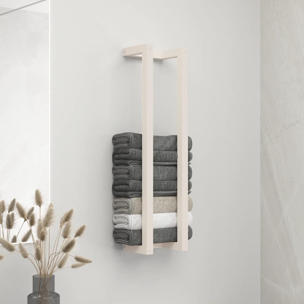 Towel Rack White 23x18x90 cm Solid Pine