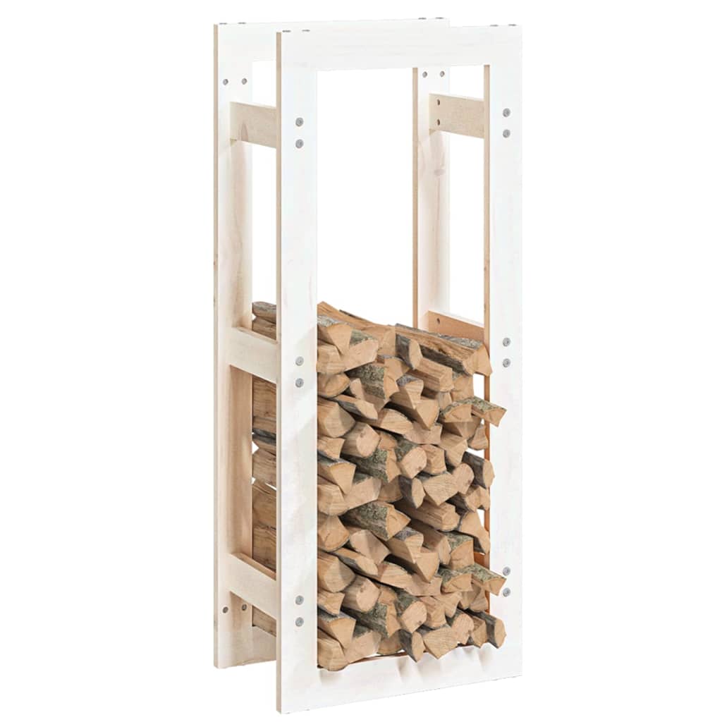 Kaminholzregal Weiß 41x25x100 cm Massivholz Kiefer