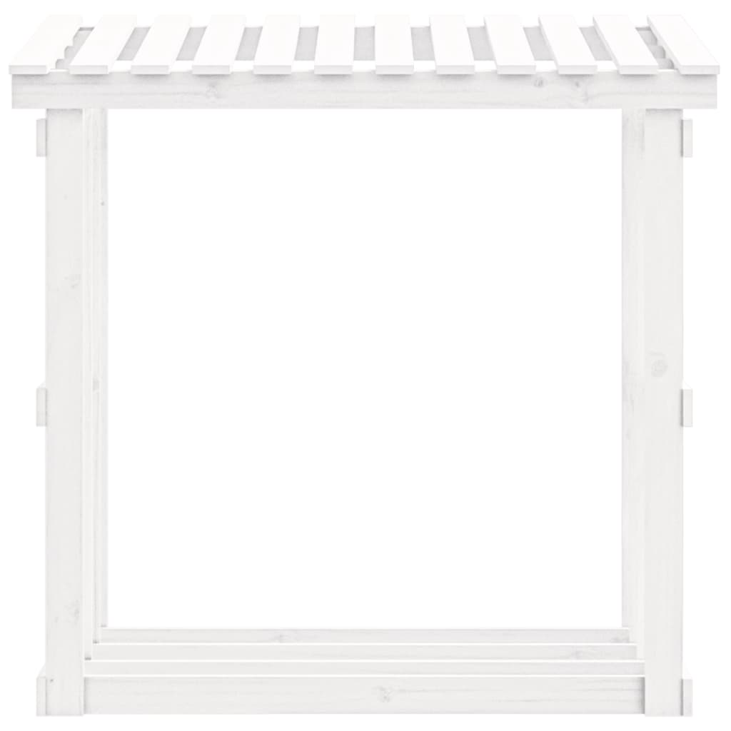 Kaminholzregal Weiß 108x64,5x109 cm Massivholz Kiefer