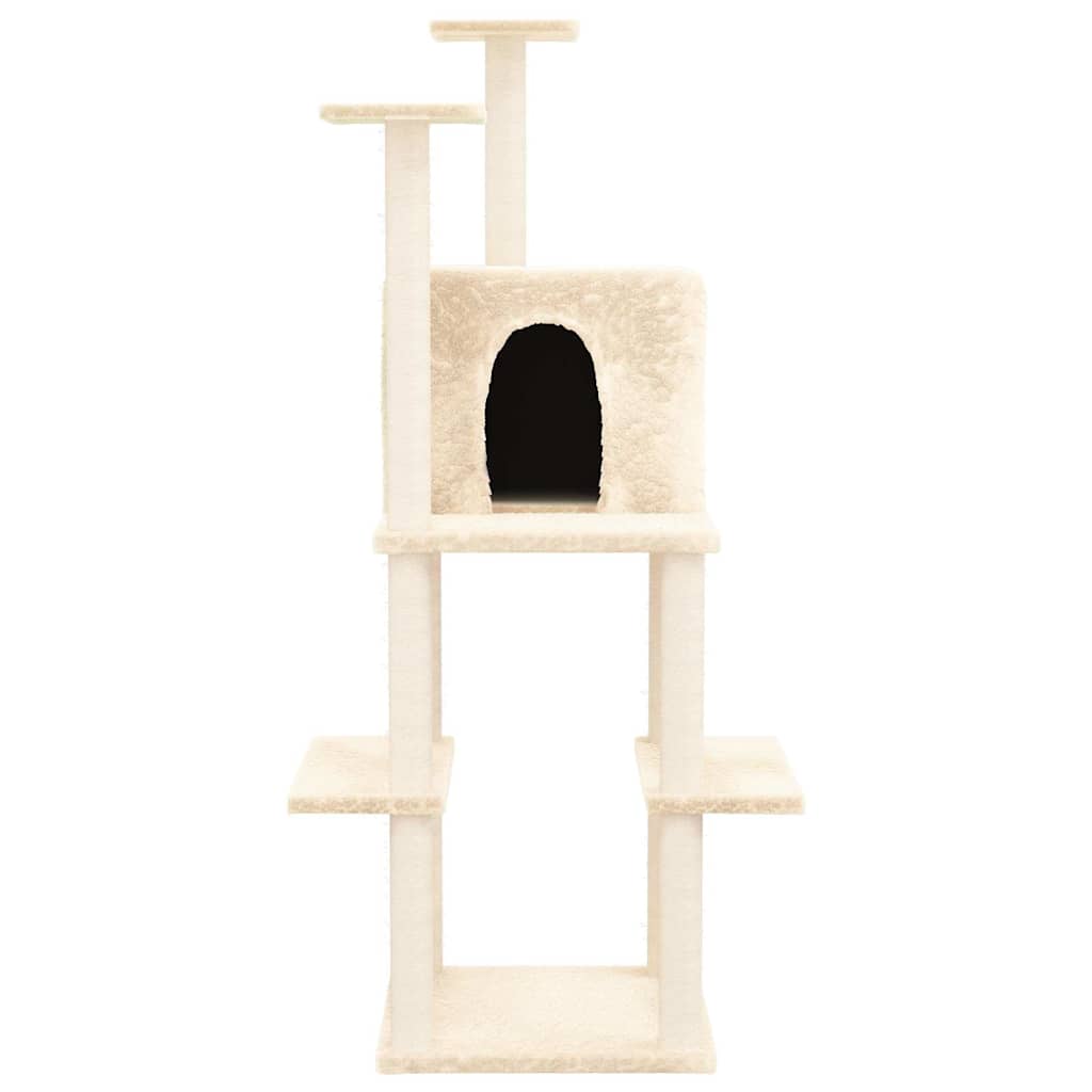Kratzbaum mit Sisal-Kratzsäulen Creme 144,5 cm