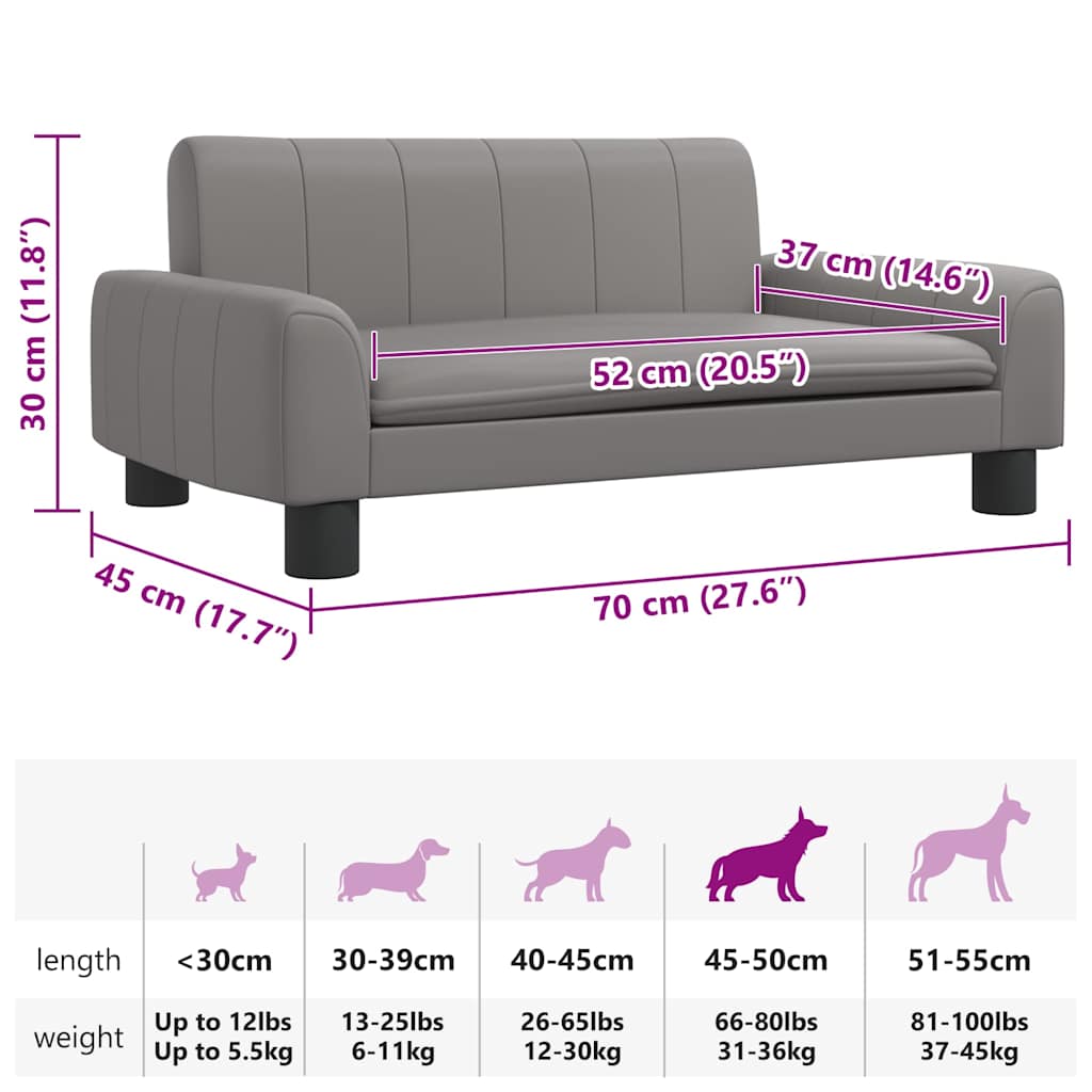 Hundebett Grau 70x45x30 cm Kunstleder