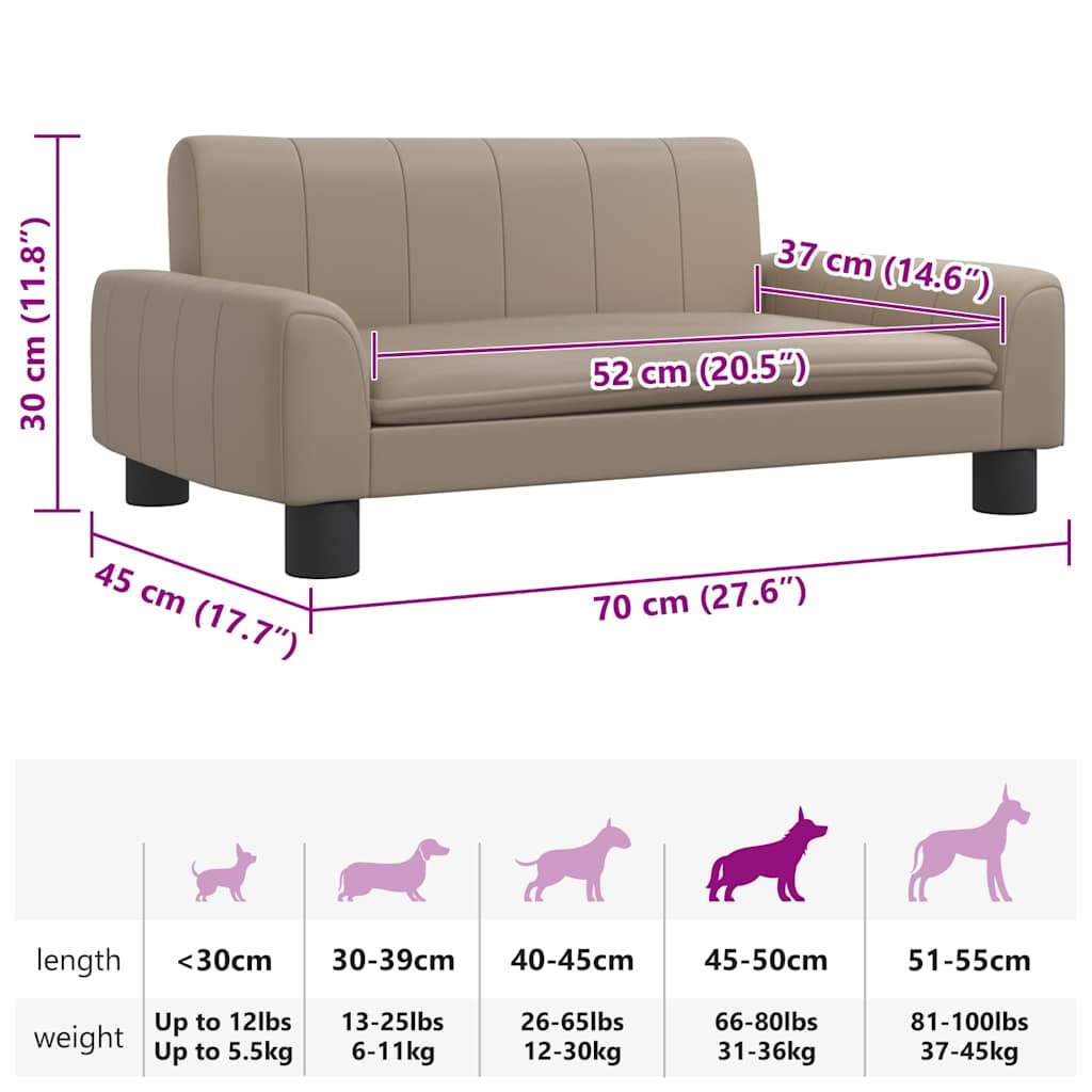 Hundebett Cappuccino-Braun 70x45x30 cm Kunstleder
