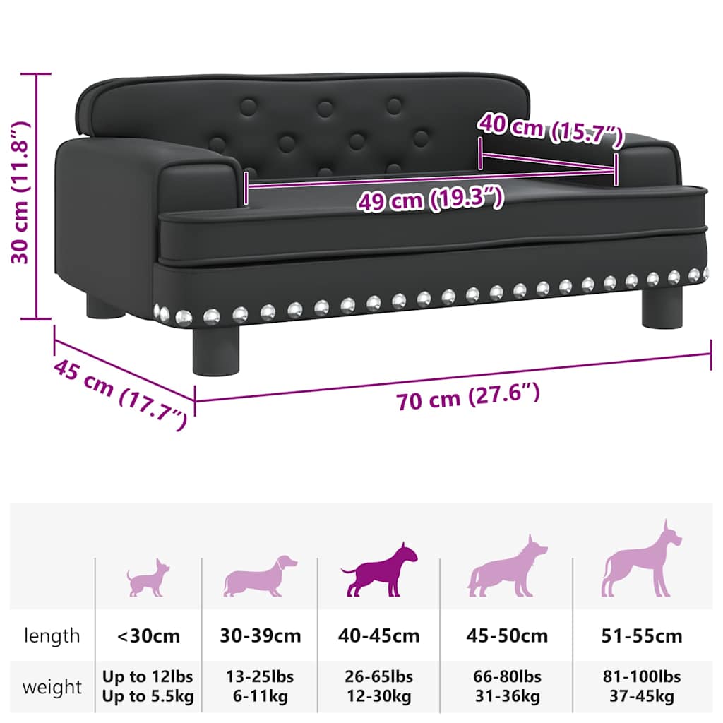 Hundebett Schwarz 70x45x30 cm Kunstleder