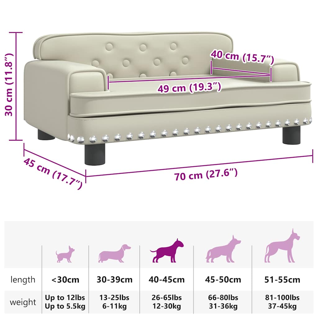 Hundebett Creme 70x45x30 cm Kunstleder