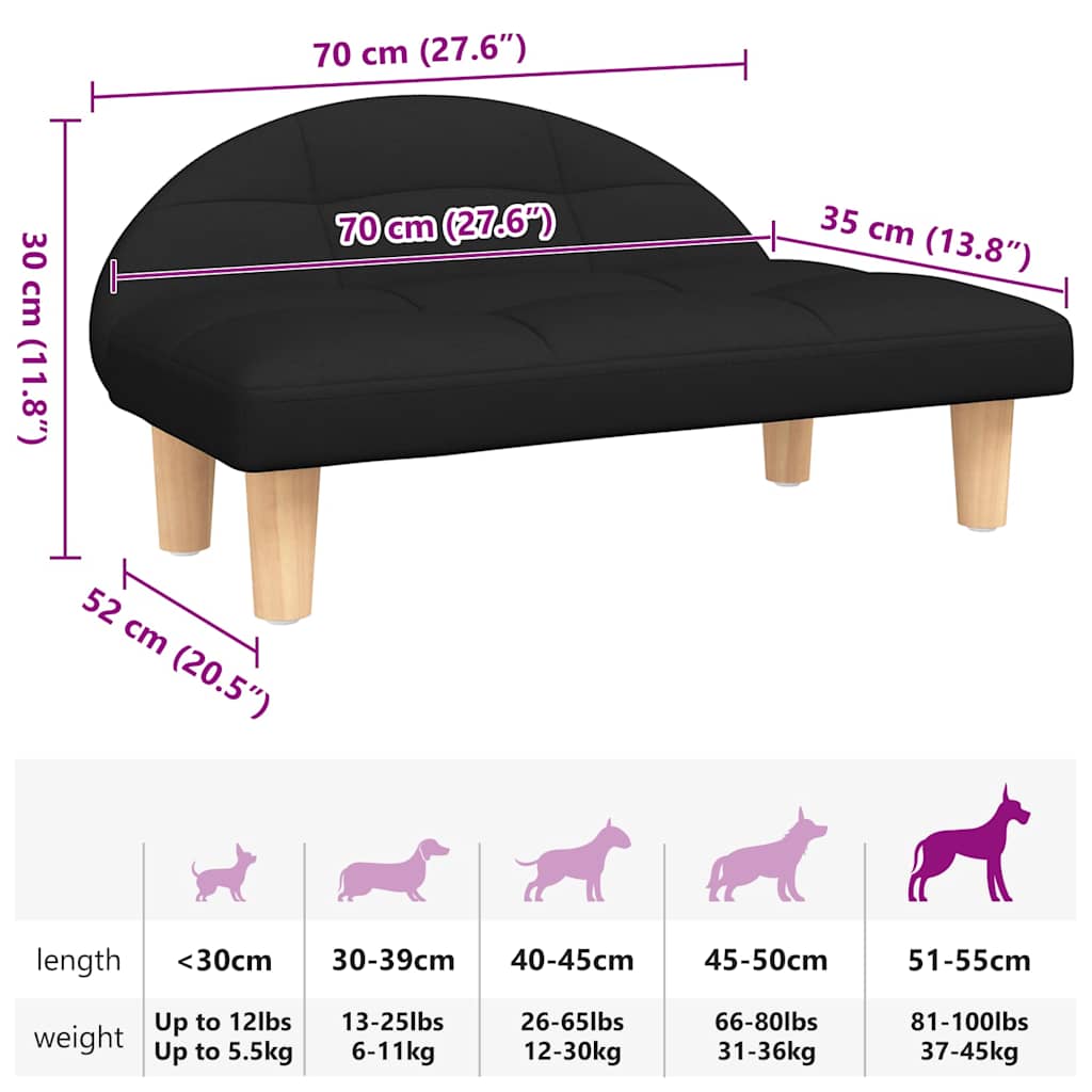 Hundebett Schwarz 70x52x30 cm Stoff
