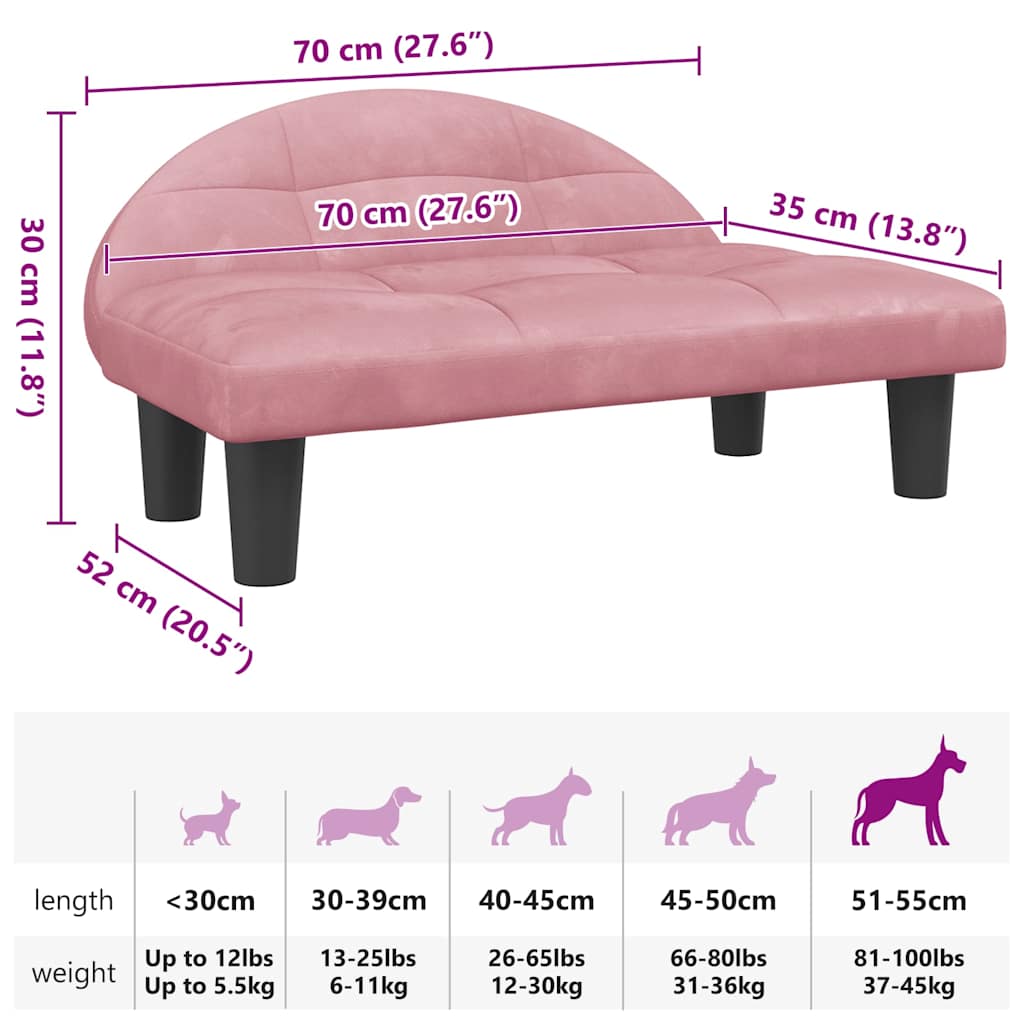 Hundebett Rosa 70x52x30 cm Samt