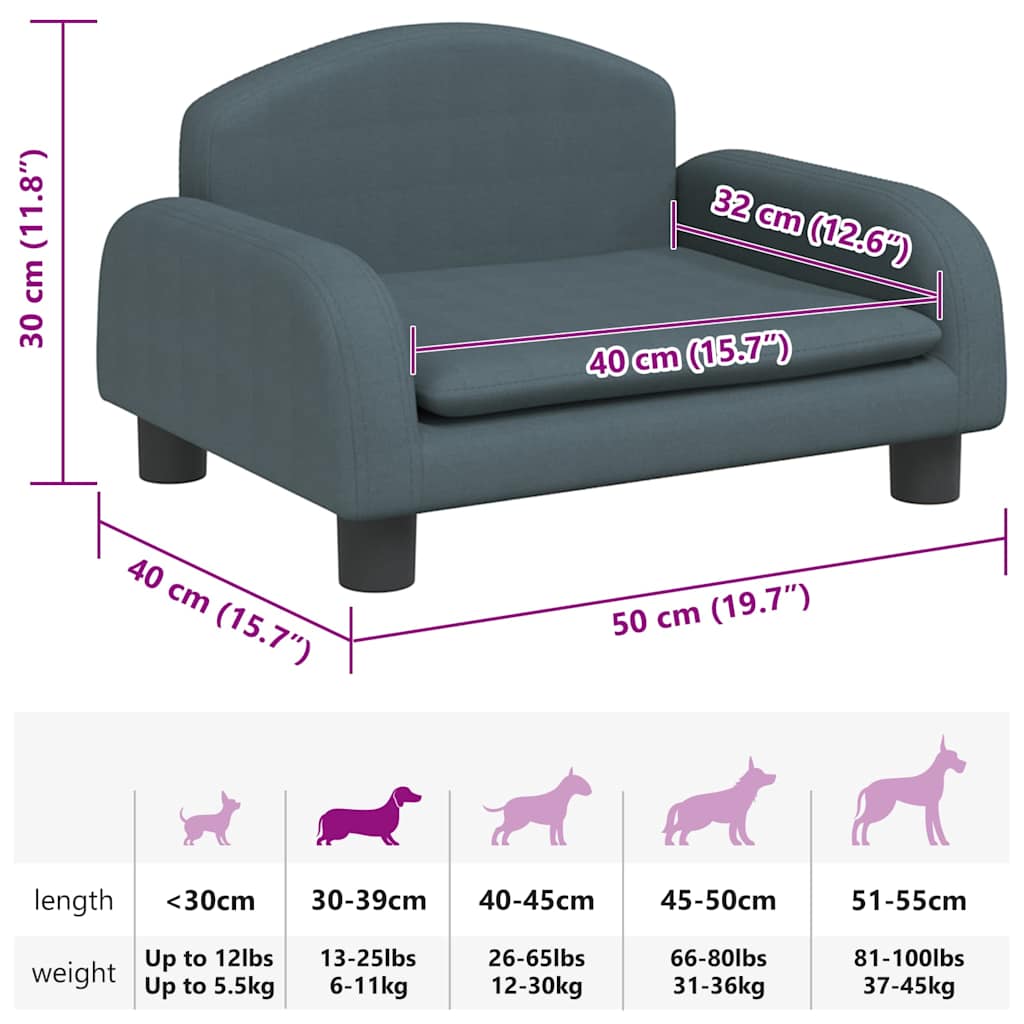 Hundebett Dunkelgrau 50x40x30 cm Stoff