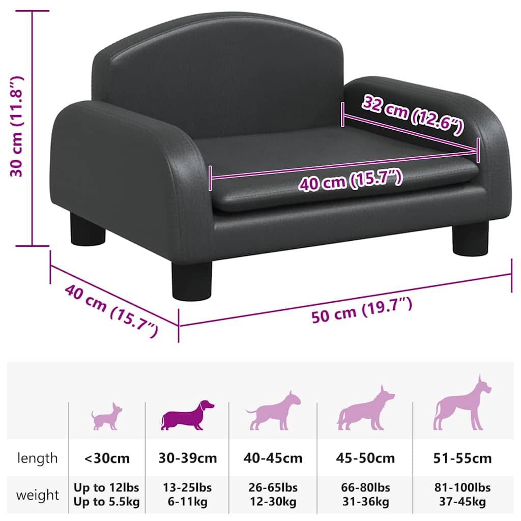 Hundebett Schwarz 50x40x30 cm Kunstleder