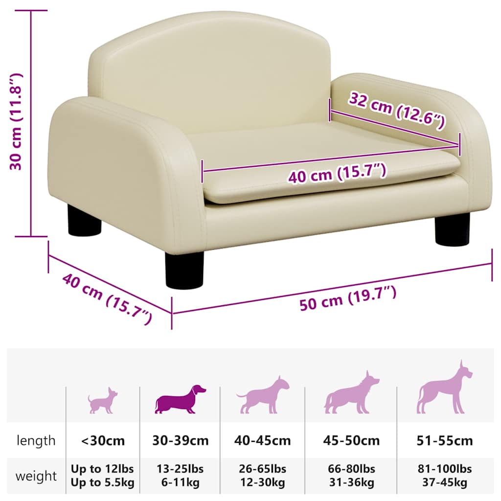 Hundebett Creme 50x40x30 cm Kunstleder
