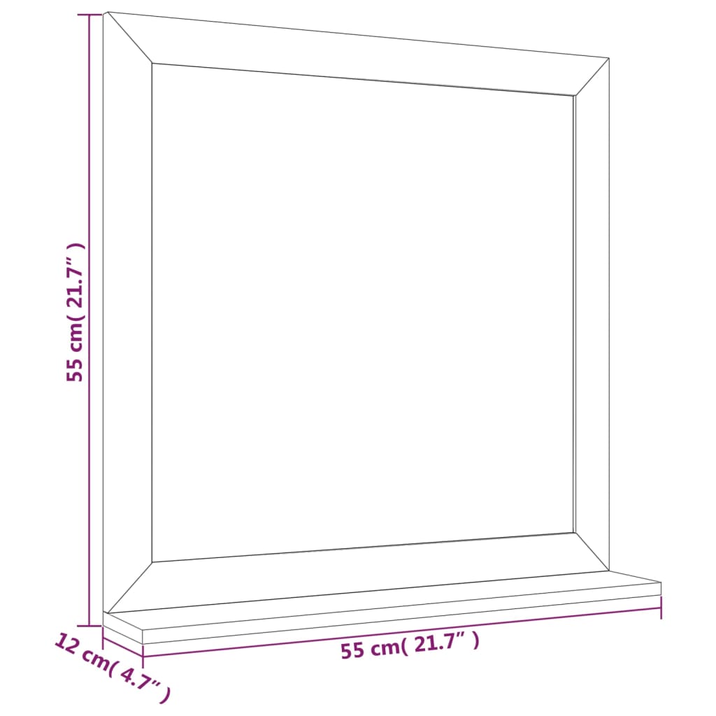 Miroir mural 55x55 cm Noyer massif