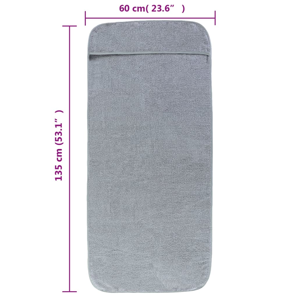Serviettes de plage 6 pcs Gris 60x135 cm Tissu 400 GSM