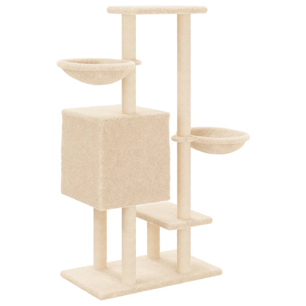 Kratzbaum mit Sisal-Kratzsäulen Creme 117 cm