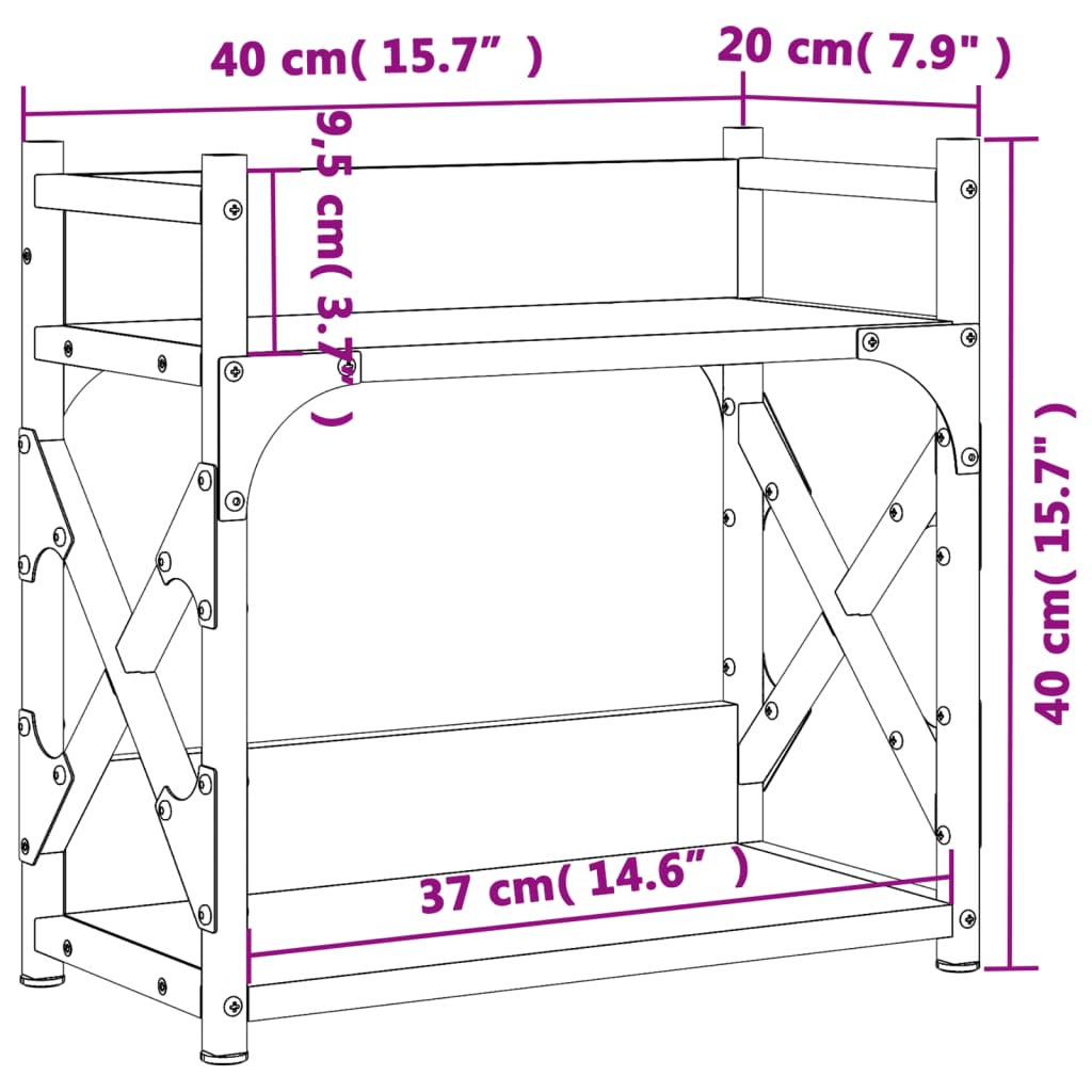 Printer Stand 2 Shelves Brown Oak Look 40x20x40 cm