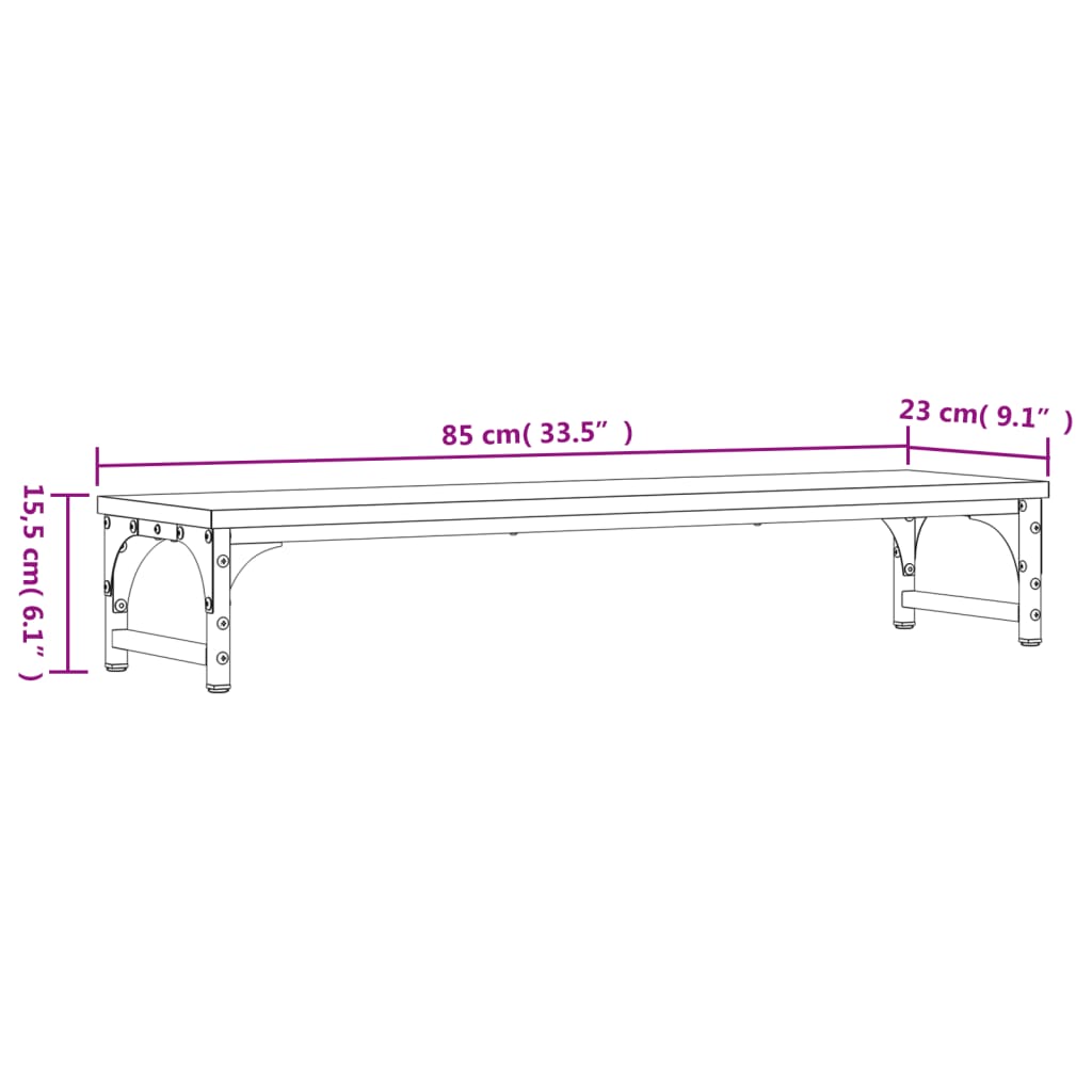 Support d'écran gris Sonoma 85x23x15,5 cm en bois d'ingénierie