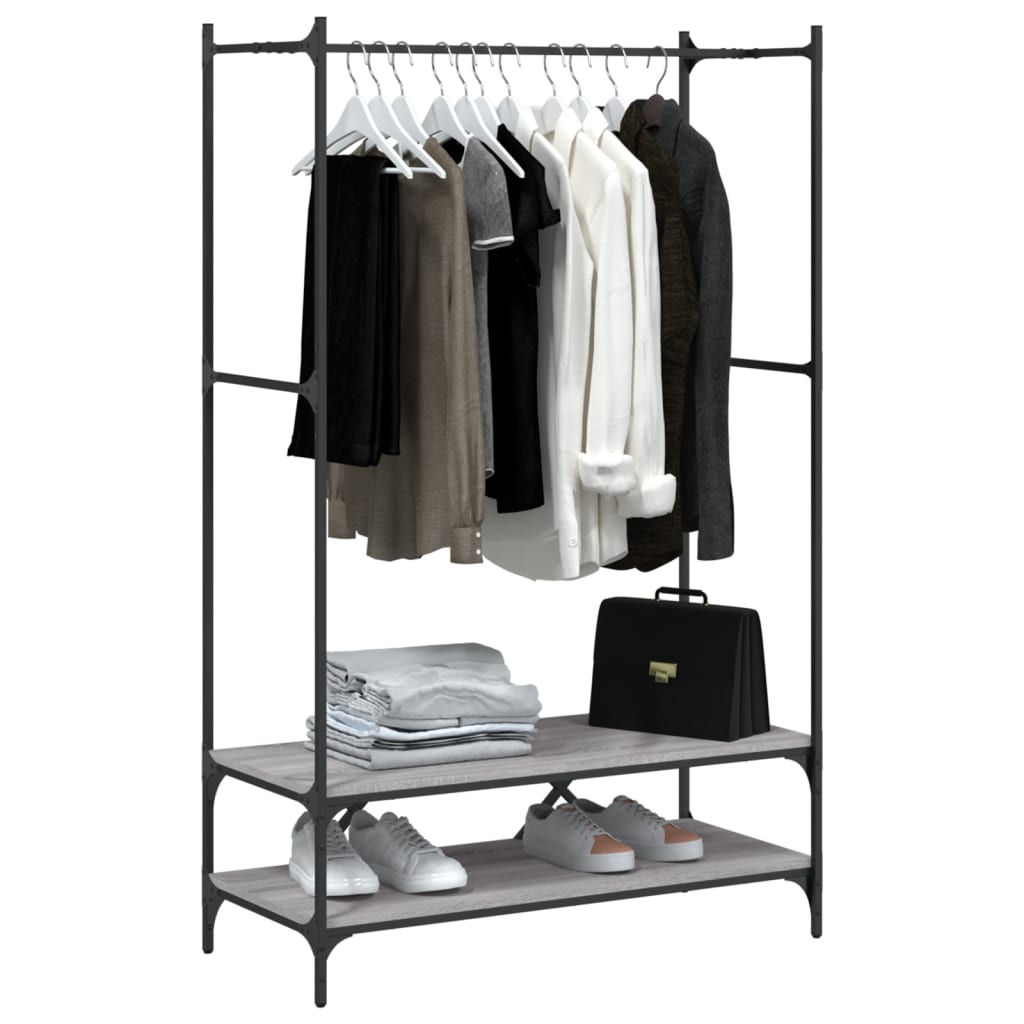 Portant à vêtements avec étagères Gris Panneau de particules Sonoma