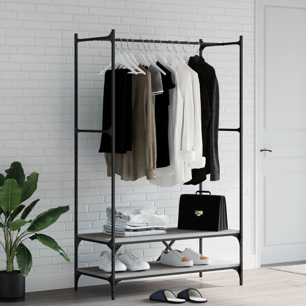 Portant à vêtements avec étagères Gris Panneau de particules Sonoma