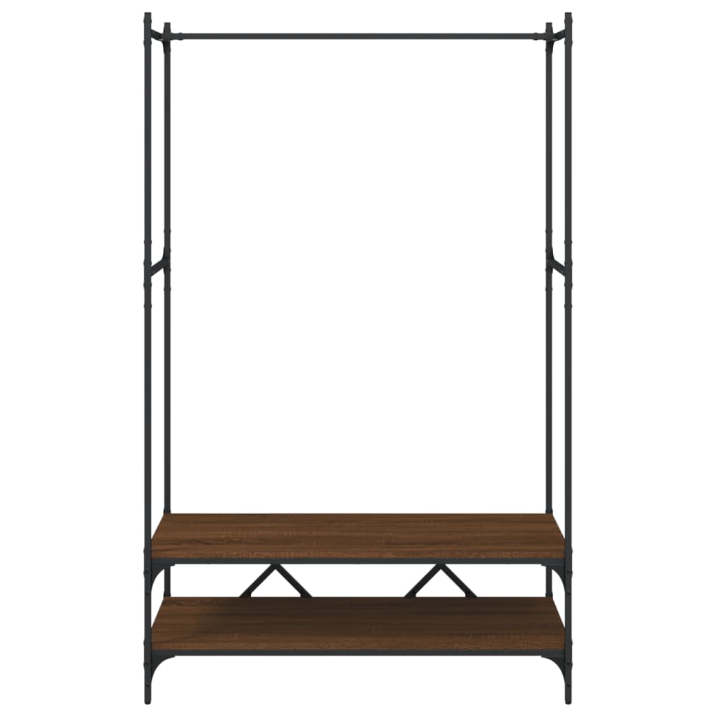 Garment Rack with Shelves Brown Oak Effect Engineered Wood