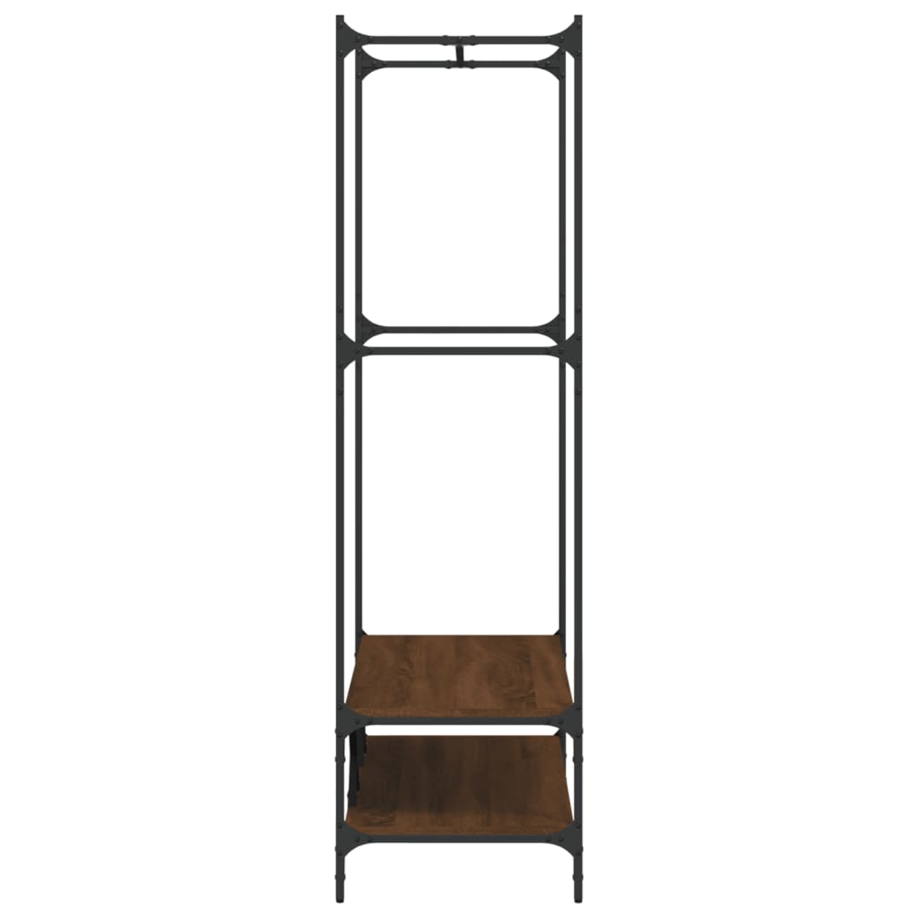 Garment Rack with Shelves Brown Oak Effect Engineered Wood