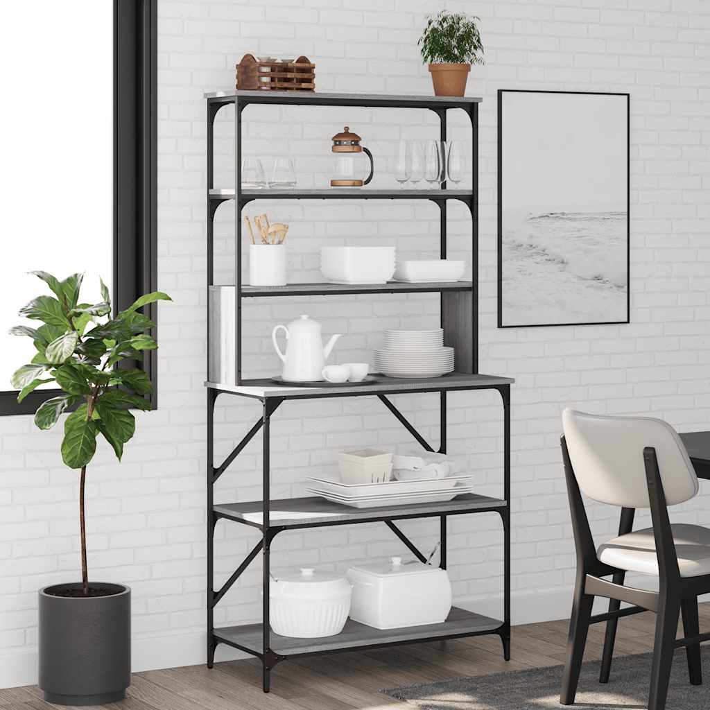 Bäckerregal 6 Fächer Grau Sonoma 90x40x180 cm Holzwerkstoff