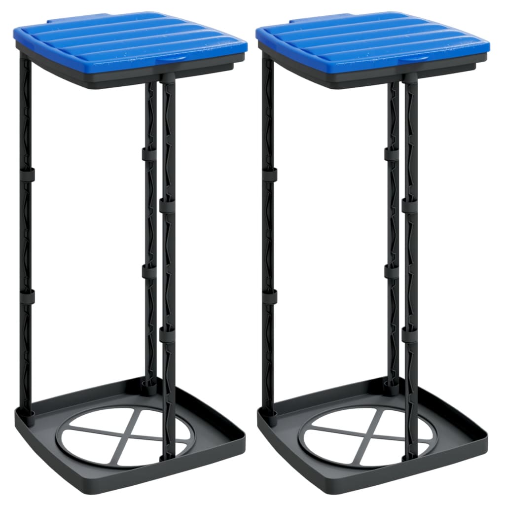 Trash bag holders, 2 pcs, black and blue, 60 L, PP