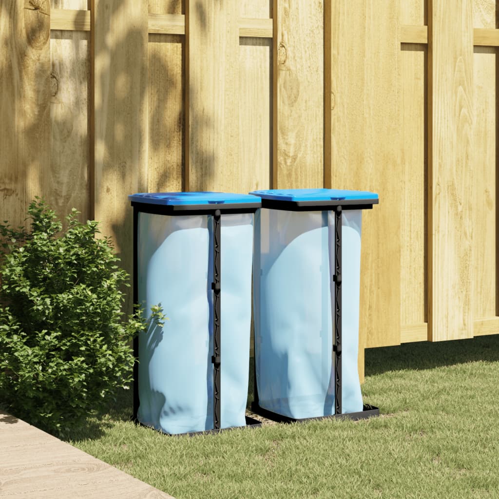 Trash bag holders, 2 pcs, black and blue, 60 L, PP