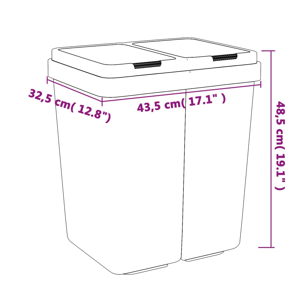 Poubelle double anthracite 2x25 L