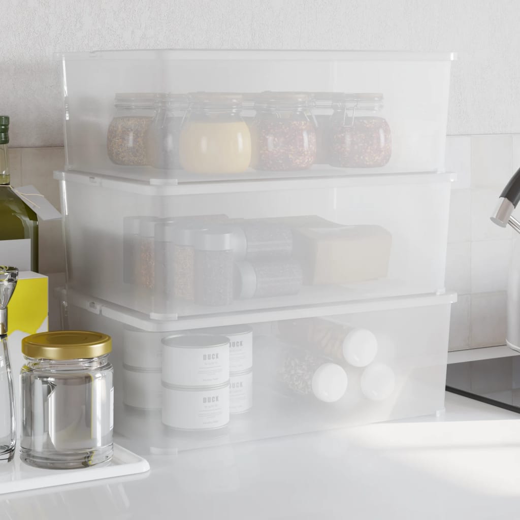 Boîtes de rangement 3 pcs. Plastique 10 L Empilables