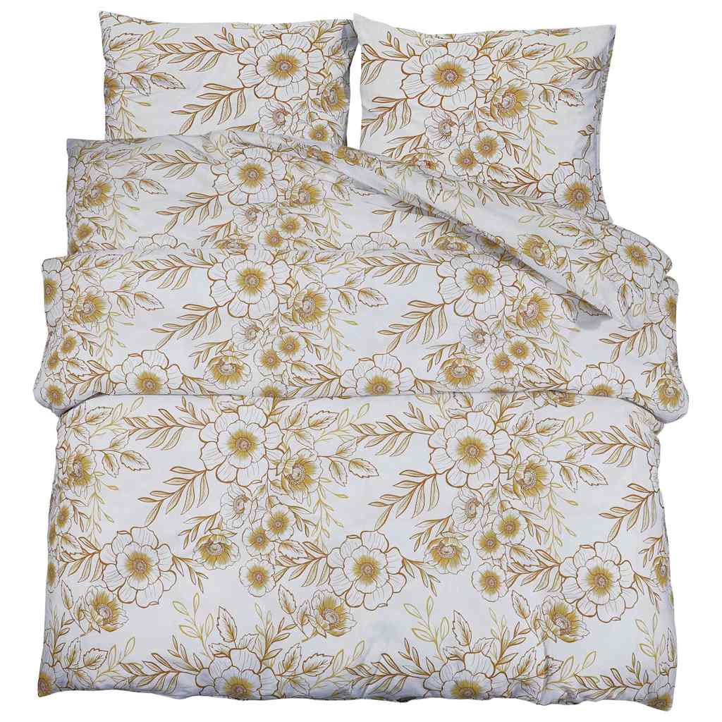 Parure de lit Coton Blanc et Marron 240x220 cm