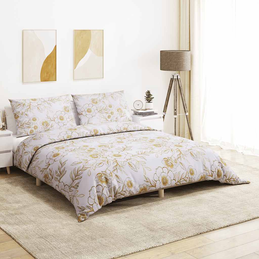 Parure de lit blanc et marron 200x200 cm coton
