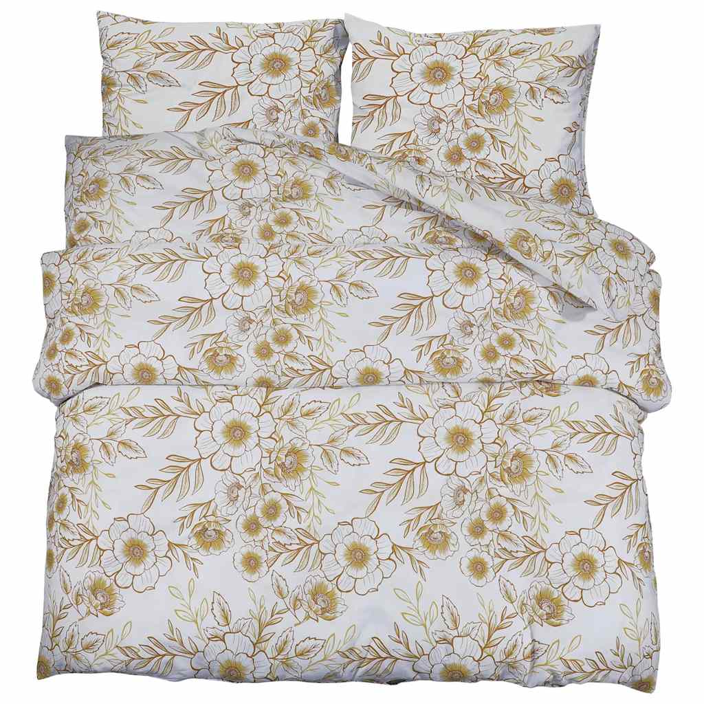 Parure de lit blanc et marron 200x200 cm coton