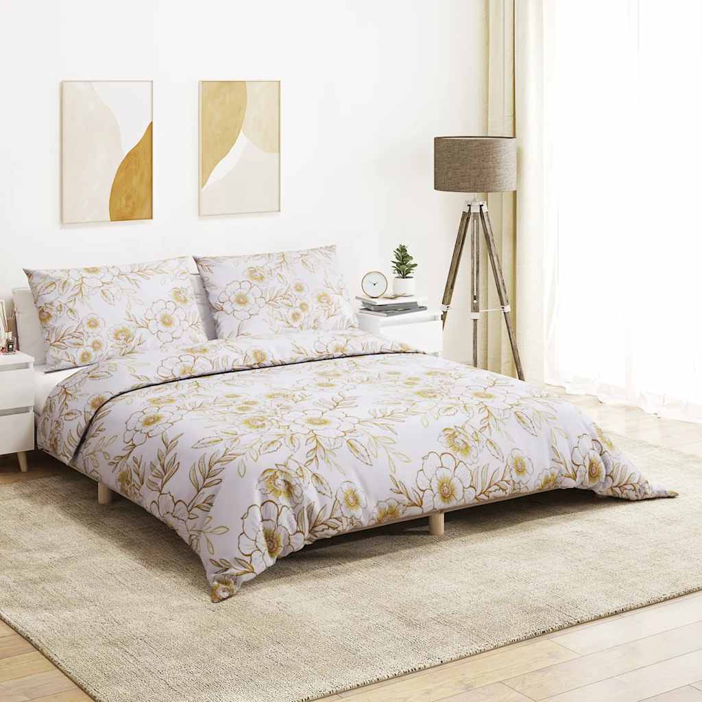 Parure de lit blanc et marron 200x200 cm coton