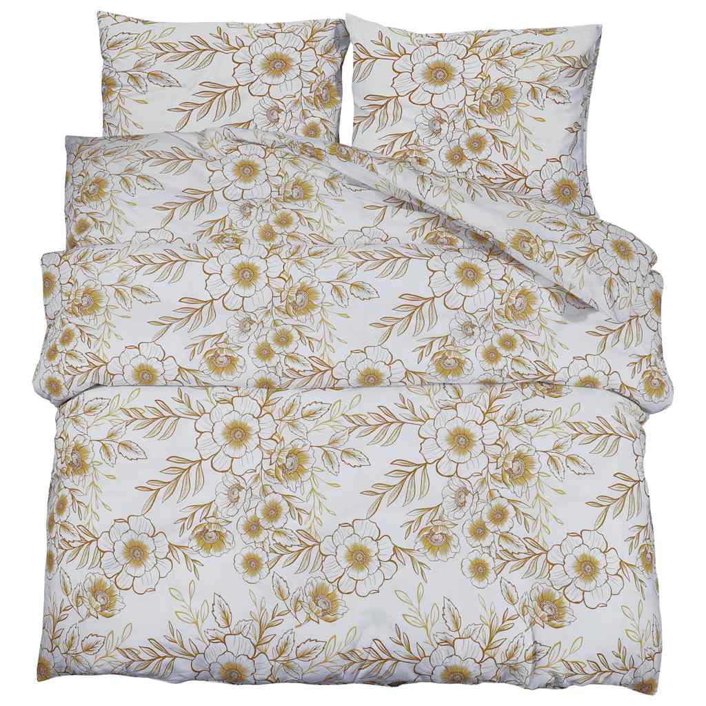 Parure de lit blanc et marron 200x220 cm coton