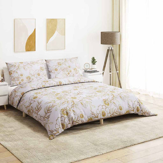 Bedding Set White and Brown 140x200 cm Cotton
