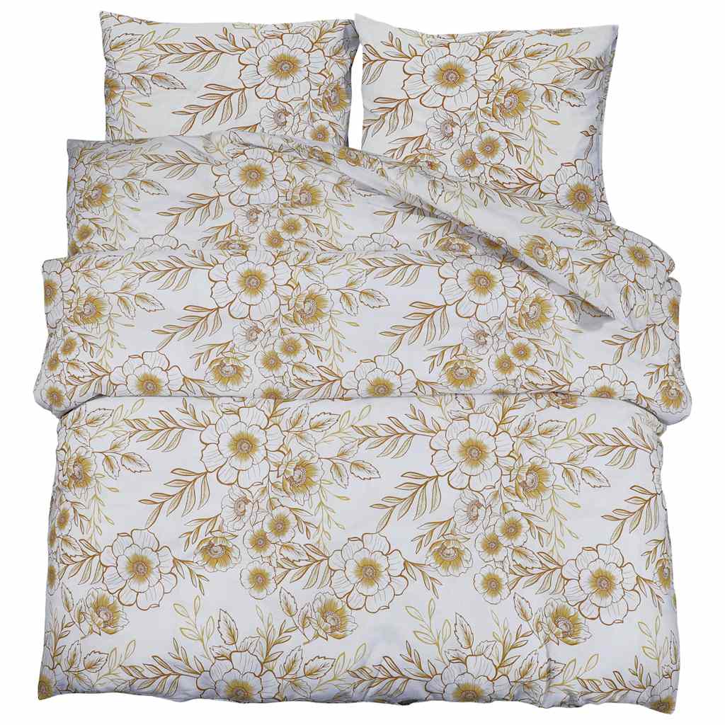 Parure de lit blanc et marron 200x200 cm coton