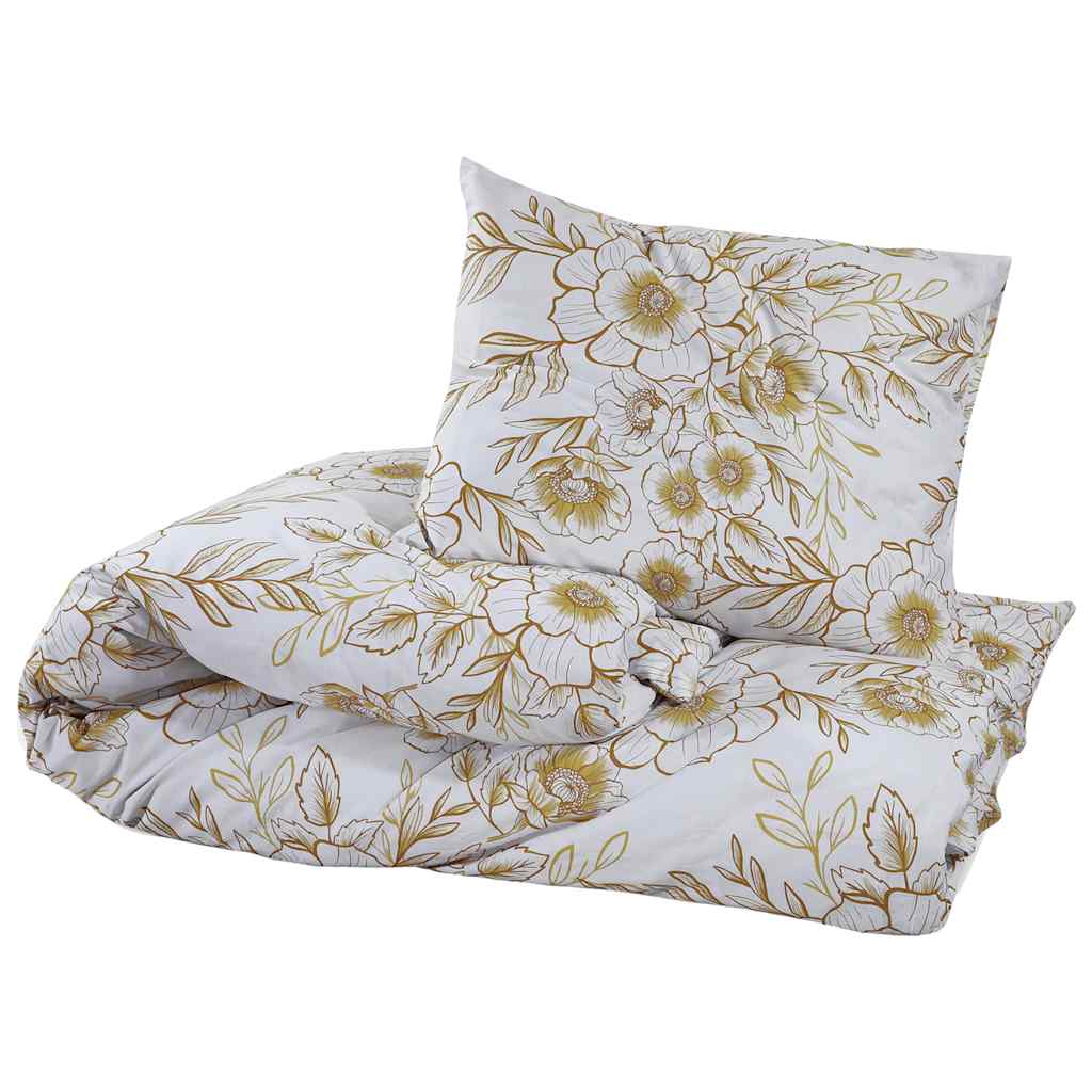 Parure de lit blanc et marron 200x200 cm coton