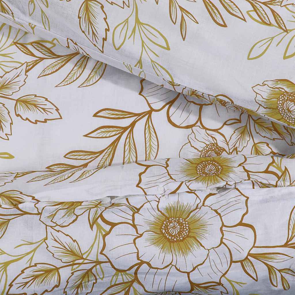 Parure de lit blanc et marron 200x200 cm coton