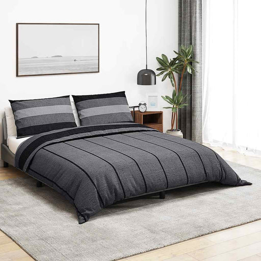 Duvet Cover Set Dark Gray 200x200 cm Cotton