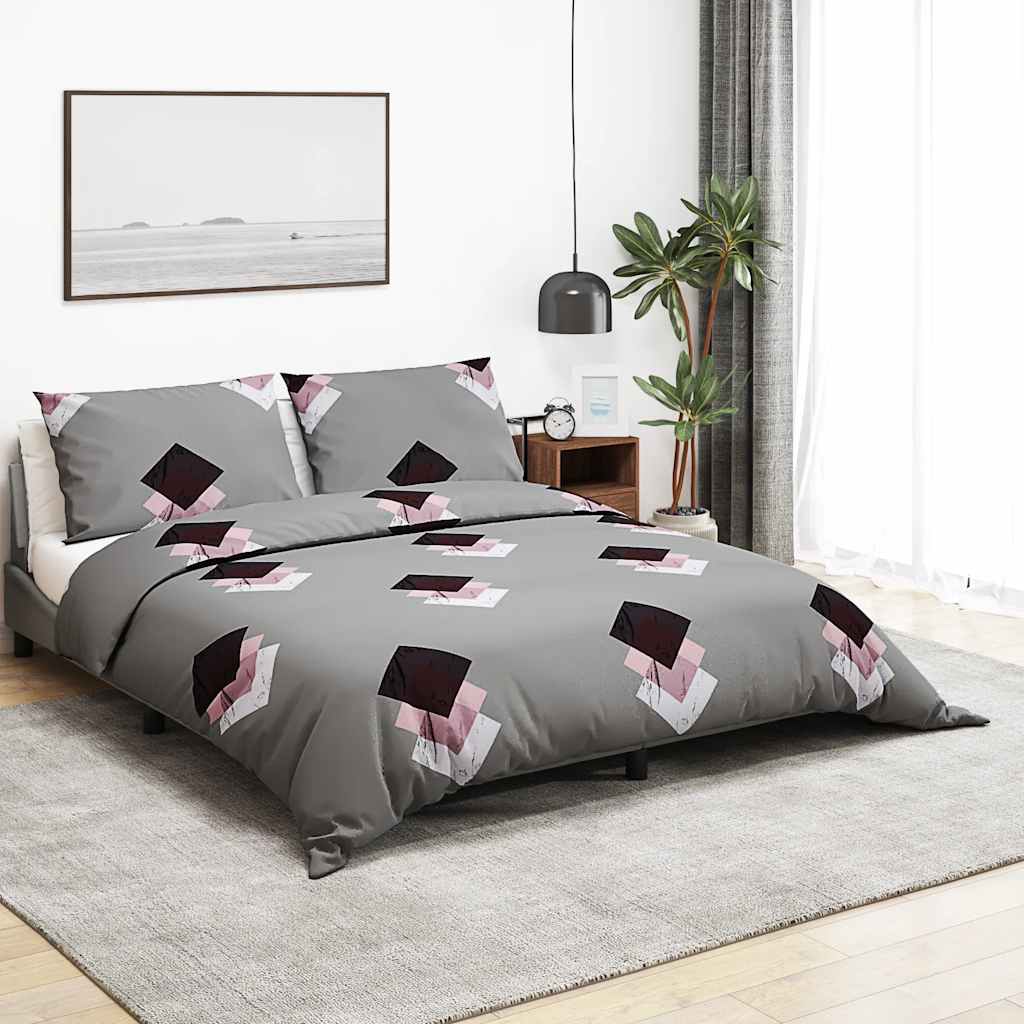 Parure de lit grise 260x240 cm coton