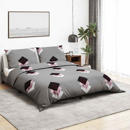 Grey Bedding Set 200x220 cm Cotton