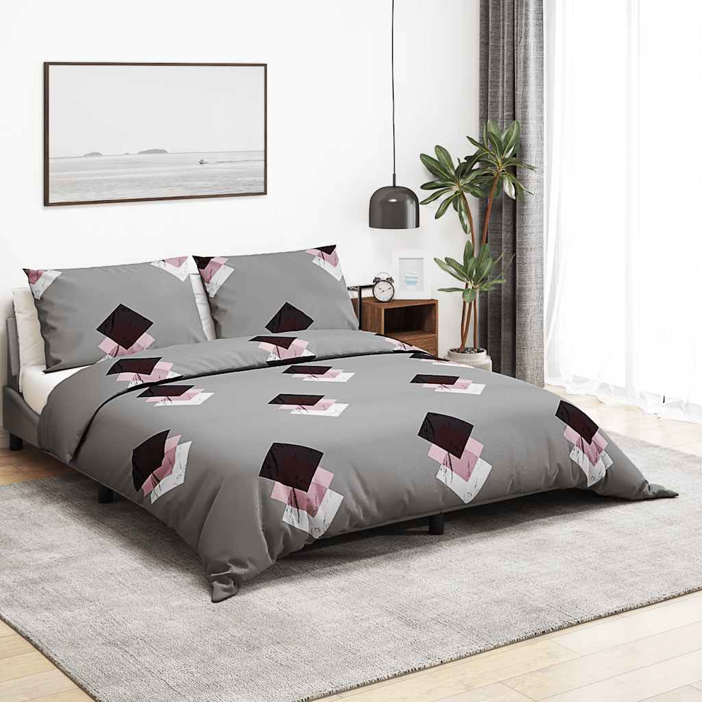 Parure de lit grise 225x220 cm coton